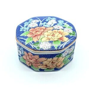 Vintage Takahashi Echo Hand-Painted Floral Porcelain Trinket Box